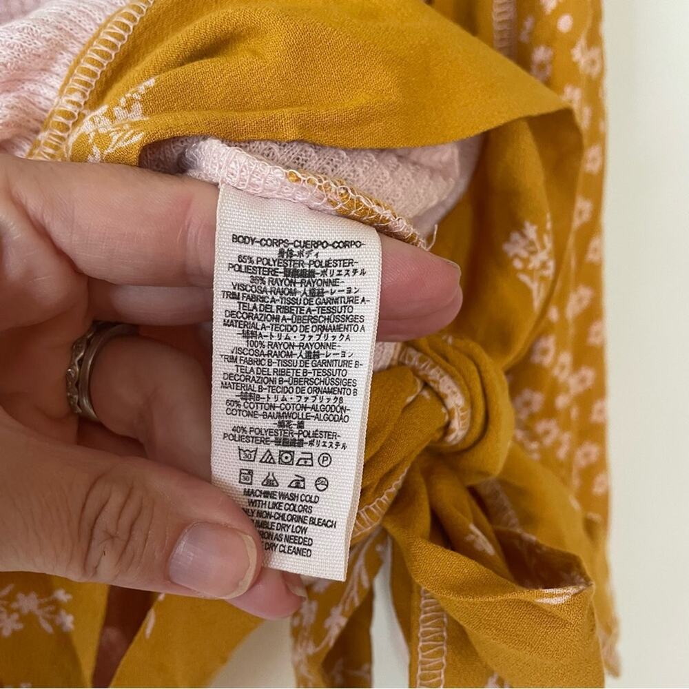 Free People Auxton Floral Thermal Wrap Top  in Light Pink and Mustard S - Picture 10 of 10